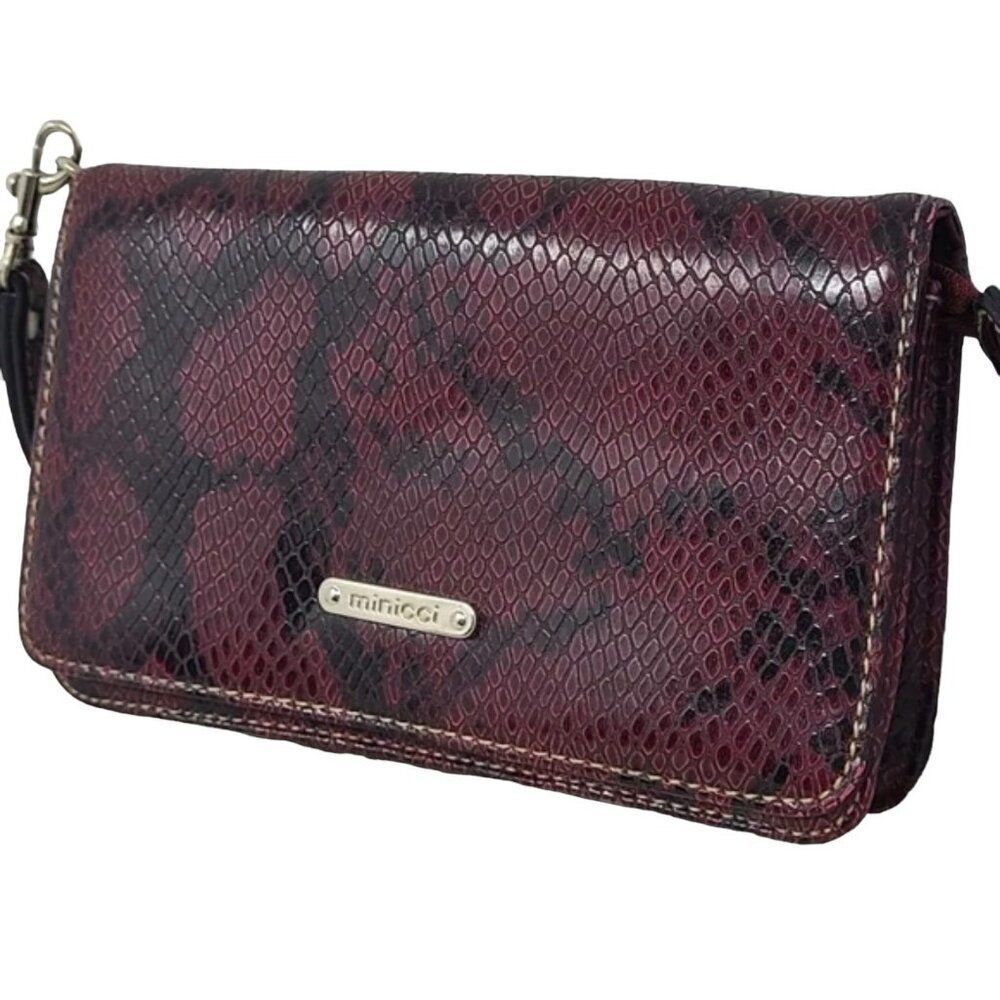 Minicci Women's Wallet Plum/Black  Animal Print  Wristlet Wallet Clutch Organize